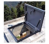 Copertura per porta esterna in metallo zincato, 71 x 71 cm, con aste di supporto idraulico e maniglia per un accesso sicuro a celle e spazi Sto