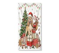Copertura per porta esterna per albero di Natale, Babbo Natale, Cocker Spaniel, 91 x 182 cm, scatola regalo invernale per Natale, decorazione per porta anteriore e posteriore, decorazione per portico
