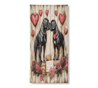 Copertura per porta esterna per cane Corso di San Valentino, 36 x 72, rustica coppia cucciolo casa anteriore posteriore banner ingresso uscita decorazione, animale domestico stampato decorazioni per