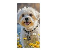 Copertura per porta estiva con cane maltese, grandi striscioni da appendere per porta di benvenuto, sfondo per porta d'ingresso, decorazione per interni ed esterni