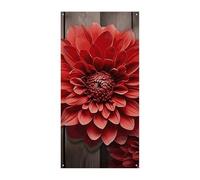 Copertura per porta estiva con dalia rossa con fiori grandi striscioni da appendere per porta di benvenuto sfondo banner per porta d'ingresso festa primavera decorazione interna esterna