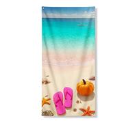Copertura per porta estiva da spiaggia, decorativo, infradito tropicale pesca e zucca arancione, decorazione per porta d'ingresso, per interni ed esterni, stagionale, da appendere, forniture per le