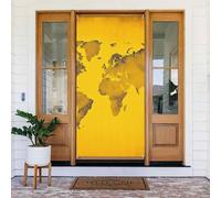 Copertura per porta gialla mappa del mondo banner per porta di benvenuto decorazione per porta cortile banner segno foto sfondo portico banner primavera estate stagionale decorazione per feste interne