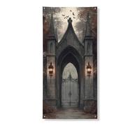 Copertura per porta gotica per cancello decorativo, spettrale architettura scura decorazione di Halloween, per interni ed esterni casa infestata forniture per feste 91 x 183 cm