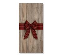 Copertura per porta in legno rustico, decorazione per porta d'ingresso, fiocco rosso scozzese e decorazione per porta d'ingresso, per vacanze stagionali, per interni ed esterni, 91 x 182 cm