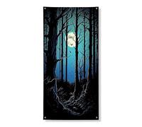 Copertura per porta mistica della foresta decorativa, alberi notturni incantati natura decorazione per porta d'ingresso, per interni ed esterni, sfondo da appendere per Halloween, forniture per