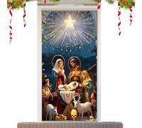 Copertura Per Porta Natalizia,Decorazione Casa In Tessuto Con Scena Religiosa Della Natività,Decorazione Porta Natale - Per Festa Di Gesù Compleanno Uffici Casa Scuola Portico