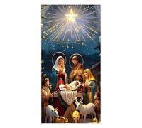 Copertura Per Porta Natalizia | Presepe Religioso In Tessuto Per Decorazione Della Casa | Addobbi Di Natale Di Gesù,Per Feste Uffici Scuola Casa Portico Negozio