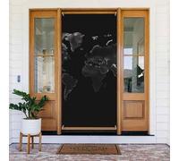 Copertura per porta nera mappa del mondo banner porta benvenuto decorazione per porta cortile banner segno foto sfondo portico banner primavera estate stagionale decorazione per feste interne esterne