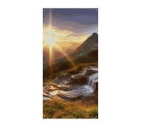 Copertura per porta paesaggio con alba montagna primavera estate bandiera da appendere portico cartello all'aperto stagionale vacanza cortile decorazione per porta d'ingresso e portico