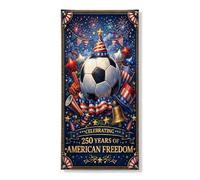 Copertura per porta Patriottica per celebrazione decorativa, stelle e strisce a tema calcio, decorazione per porta d'ingresso, per interni ed esterni, per il giorno dell'indipendenza, forniture per
