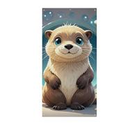 Copertura per porta personalizzata Banner Cartoon Carino OtterLarge Banner Segno Wall Banner Decor Foto Sfondo Benvenuto Vacanze Party Decor
