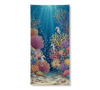 Copertura per porta subacquea barriera corallina, striscione decorativo, cavallucci marini colorati e piante marine decorazione per porta d'ingresso, tema oceano estivo da appendere per festival, 91 x