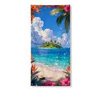 Copertura per porta tropicale da spiaggia, decorativa, vivace scena floreale paradisiaca, decorazione per porta d'ingresso, per interni ed esterni, forniture estive per vacanze 91 x 182 cm