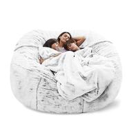 Copertura per pouf gigante lavabile senza imbottitura, grande poltrona per relax e feste, colore grigio neve, 180 x 90 cm, perfetta per decorare il soggiorno