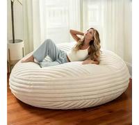 Copertura per pouf in finta pelliccia (non imbottita), lavabile in lavatrice, ideale per soggiorno, camera da letto, balcone, soluzione elegante (media)