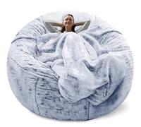 Copertura per pouf rotondo (non riempita), in morbido velluto, per divano letto, soggiorno, divano letto (marrone e blu neve, 180 cm), elegante accessorio per la casa