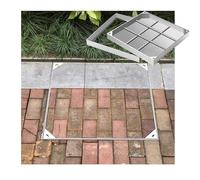Copertura per pozzetti, acciaio inox, coperchio a scomparsa con cornice, coperchio per gulli, con base, quadrato, per ispezione, invisibile, Foro di estrazione portatile(8cm,30 * 30cm/11.8 * 11.8in)