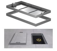 Copertura per pozzetto da incasso in acciaio inossidabile 304 con manico nascosto, coperchio rettangolare per ispezione per interni ed esterni, resistente, 70 x 40 x 5 cm, soluzione di accesso allo