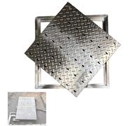 Copertura per pozzetto in acciaio inossidabile con telaio antiscivolo quadrata copertura resistente con manici, ideale per cucina di strada e giardino (40 x 40 x 2,5 cm/16 x 16 x 1 pollici)