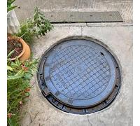 Copertura per pozzetto in ghisa resistente, 71,1 cm, con telaio, rotondo, per ispezione del bacino delle acque reflue, per vialetti e cortili, capacità di carico 10 tonnellate (90 cm)