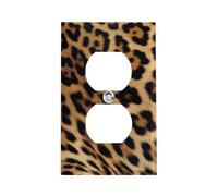 Copertura per presa con stampa leopardata ruvida, piastra da parete standard americana con viti, in acciaio inossidabile resistente al calore e agli urti, copertura per presa duplex a 1 banda per