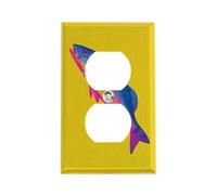 Copertura per presa elettrica, arte da cucina, un singolo pesce blu neon rosa, placca a muro a 1 modulo, copertura per interruttore della luce duplex, copertura per presa singola/doppia, placca per