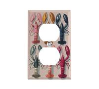 Copertura per presa elettrica con simpatiche aragoste e pennellate visibili. Placca a muro a 1 modulo, copertura per interruttore della luce duplex, copertura per presa singola/doppia, placca per in