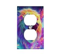 Copertura per presa elettrica Neon Leone Ruggente Placca a muro 1 modulo Copertura per interruttore luce duplex Copertura per presa singola/doppia Placca per interruttore elettrico