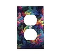 Copertura per presa floreale colorata, piastra da parete standard americana con viti, in acciaio inossidabile resistente al calore e agli urti, copertura per presa duplex a 1 banda per decorazione