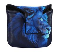 Copertura per putter da golf, con chiusura magnetica, per la maggior parte delle marche, in pelle PU, impermeabile, con leone, occhi blu, zoo, leone