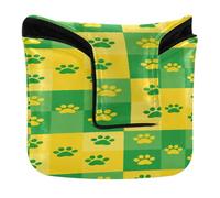 Copertura per putter da golf con chiusura magnetica per putter da golf per la maggior parte delle marche in pelle PU impermeabile giallo verde dama impronte di zampe di cane