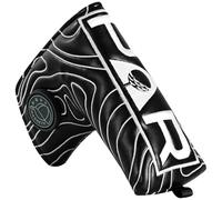 Copertura per putter da golf con chiusura magnetica, protezione per mazze da golf, in pelle PU nera con ricamo bianco con motivo PAR