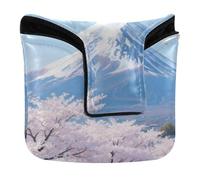 Copertura per putter per mazzuolo magnetico per la maggior parte delle marche in pelle PU impermeabile blu e bianco giapponese Monte Fuji fiori di ciliegio