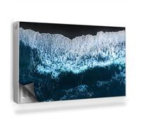 Copertura per Radiatore 100x60 cm Montaggio Facile per Termosifone Decorazione per Interni Senza Viti o Colla Tappetino Magnetico - Onda oceanica schiumata, frammento di Spiaggia Nera