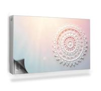 Copertura per Radiatore 100x60 cm Montaggio Facile Senza Viti o Colla Tappetino Magnetico per Termosifone Decorazione per Interni - Mandala Bianco, intrecci Traforati, pastelli