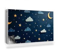 Copertura per Radiatore 100x60 cm Tappetino Magnetico Decorazione per Interni Senza Viti o Colla per Termosifone Montaggio Facile - Cielo Notturno, Nuvole, Stelle e Lune
