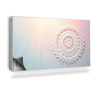 Copertura per Radiatore 110x60 cm Montaggio Facile Senza Viti o Colla Tappetino Magnetico per Termosifone Decorazione per Interni - Mandala Bianco, intrecci Traforati, pastelli