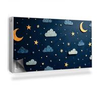Copertura per Radiatore 110x60 cm Tappetino Magnetico Decorazione per Interni Senza Viti o Colla per Termosifone Montaggio Facile - Cielo Notturno, Nuvole, Stelle e Lune