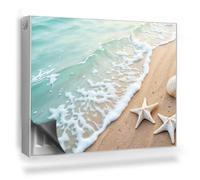 Copertura per Radiatore 80x60 cm Senza Viti o Colla per Termosifone Tappetino Magnetico Decorazione per Interni Montaggio Facile - Onde del Mare e Stelle Marine sulla Riva della Spiaggia
