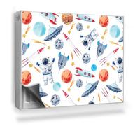 Copertura per Radiatore 80x60 cm Tappetino Magnetico Decorazione per Interni Senza Viti o Colla per Termosifone Montaggio Facile - Pastello Cosmo Pianeti astronauti Razzi