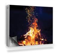Copertura per Radiatore 80x60 cm Tappetino Magnetico Montaggio Facile per Termosifone Decorazione per Interni Senza Viti o Colla - Un falò Scintillante Che brucia nella Foresta