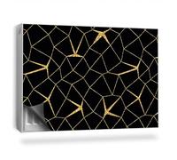 Copertura per Radiatore 90x60 cm Montaggio Facile Senza Viti o Colla Tappetino Magnetico per Termosifone Decorazione per Interni - Griglia Irregolare su Sfondo Nero