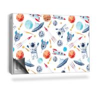 Copertura per Radiatore 90x60 cm Tappetino Magnetico Decorazione per Interni Senza Viti o Colla per Termosifone Montaggio Facile - Pastello Cosmo Pianeti astronauti Razzi