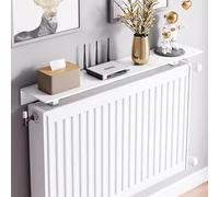 Copertura per radiatore galleggiante, senza trapano, antipolvere e anti-fumo, capacità 30 kg, design in alluminio spaziale 45 cm, con staffa da 6 cm, copertura decorativa bianca