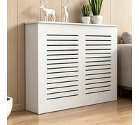 Copertura per radiatore in MDF con piattaforma portaoggetti, design moderno ventilato per riscaldatori a vapore, ripiano traspirante per armadio