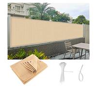 Copertura per recinzione per balcone, 70 x 750 cm, in HDPE, resistente alle intemperie, per patio e cortile, colore beige, include occhielli e fascette per una facile installazione