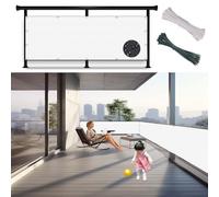 Copertura per ringhiera da giardino in poliestere, 170 x 800 cm, 185 g/m², impermeabile, con corde e lacci, ideale per piscina e campeggio, colore: bianco