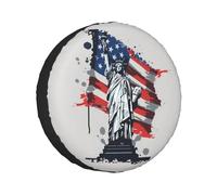 Copertura per ruota di scorta bandiera americana Statua della Libertà Protezioni per ruote resistenti alle intemperie Copricerchi Universale Misura per Rimorchi Camper Pneumatico 17 Pollici