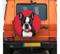 Copertura per Ruota di Scorta Bostons Terrier Dog Red Coperchio Ruota di Scorta Auto Borsa per Pneumatici Antipolvere Copriruota Borsa per Rimorchio Camion SUV 15 inch